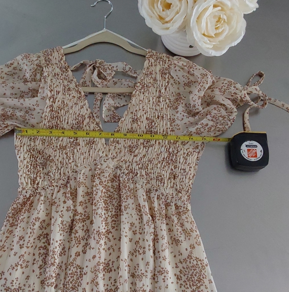 Floral Smocked Dress with Puff Sleeves